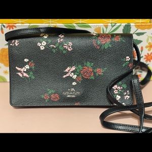 Coach black wildflower Hayden foldover crossbody